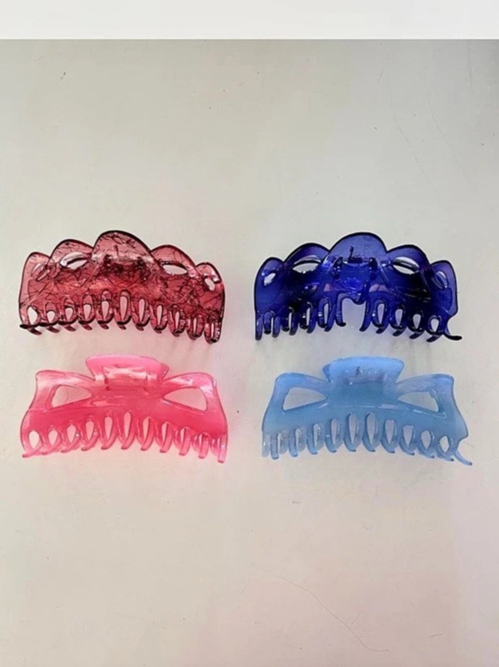 Set of 4 JUMBO Claw Hair Clips Pink & Blue